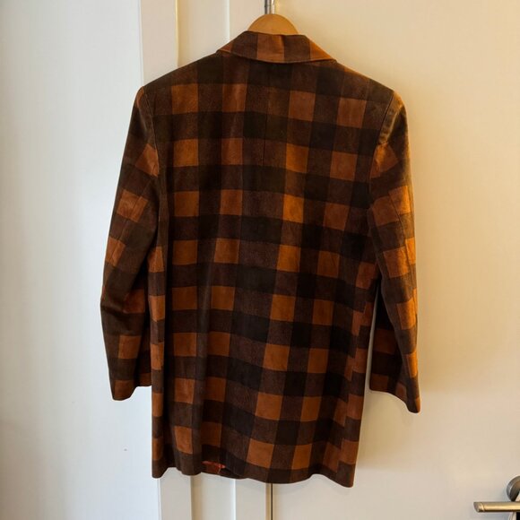 Vintage Danier Leather Suede Blazer Jacket Orange Checker Size XS Preowned - Picture 3 of 9
